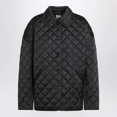 Totême Toteme Quilted Trapeze Mini Jacket With Snap Front In Black