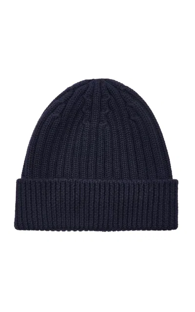 Totême Toteme Rib-knit Wool Beanie In Navy