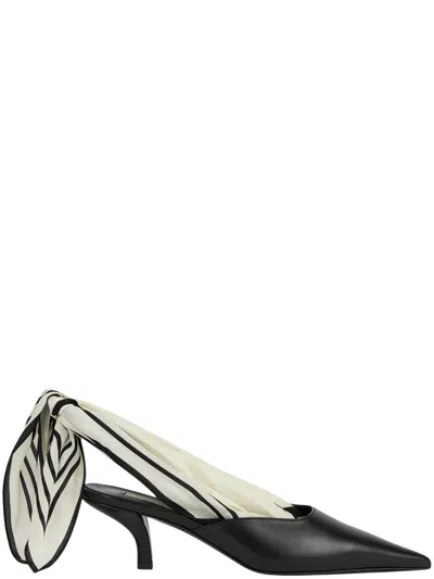 Totême Toteme Scarf-detail Pointed-toe Slingback Kitten Heel Mules In Black