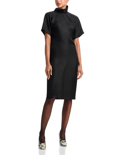 Totême Silk Reverse Collar Dress In Black