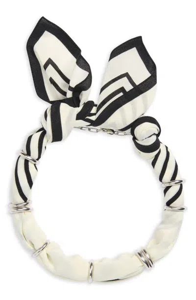 Totême Toteme Silk Scarf Collar In Ecru/black/silver