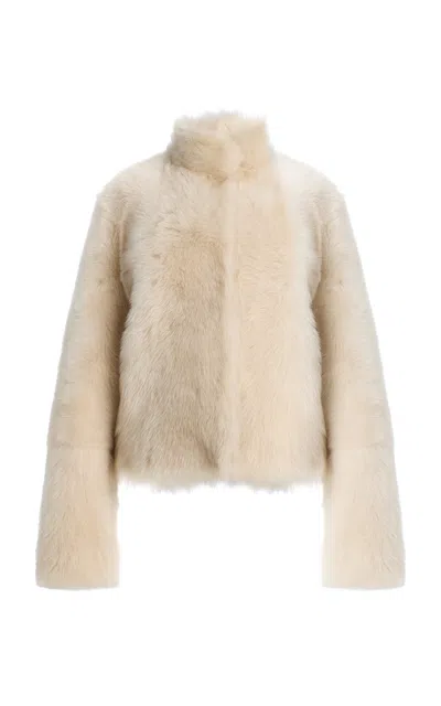 Totême Toteme Silky Shearling Jacket In Ivory