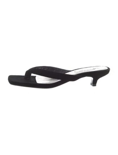 Pre-owned Totême Suede Flip Flops In Black