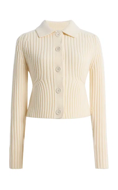 Totême Toteme Twisted Rib-knit Wool Cardigan In Ivory