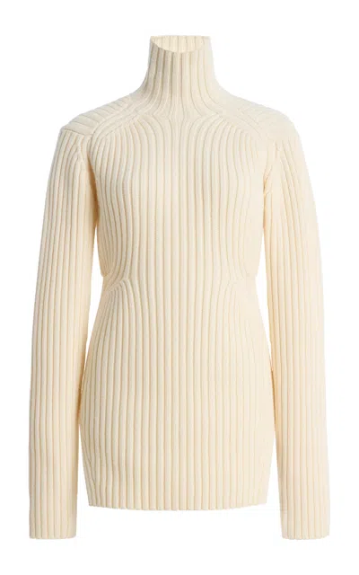 Totême Toteme Twisted Rib-knit Wool Sweater In Ivory