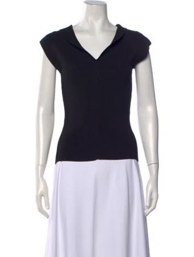 Pre-owned Totême V-neck Short Sleeve Polo In Black