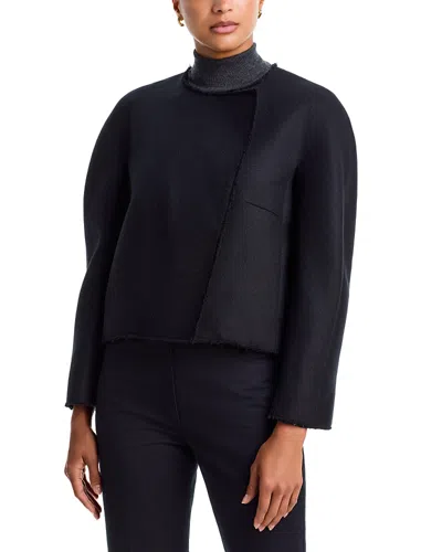Totême Wool Blend Cropped Flap Jacket In Black