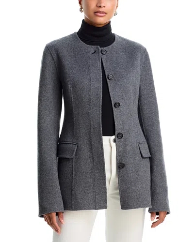 Totême Wool Collarless Double Jacket In Gray