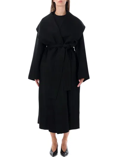 Totême Toteme Wool Wrap Coat In Nero