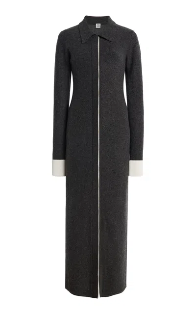 Totême Toteme Wool-blend Knitted Maxi Dress In Grey