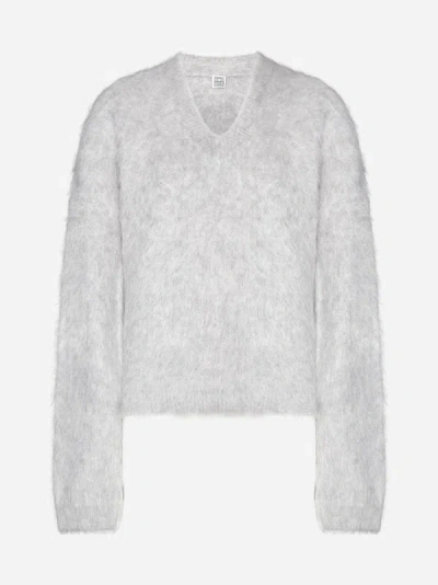 Totême Alpaca Blend Jumper In Light Grey Melange