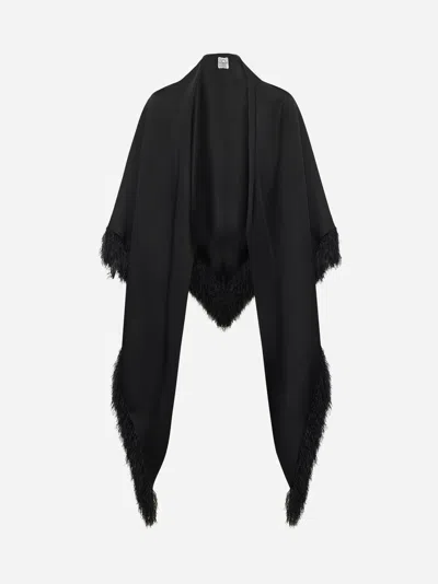 Totême Black Fringe Scarf