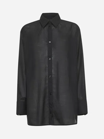 Totême Black Voile Relaxed-fit Shirt