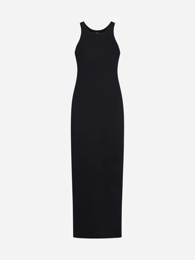 Totême Ribbed-knit Cotton-blend Jersey Midi Dress In Black
