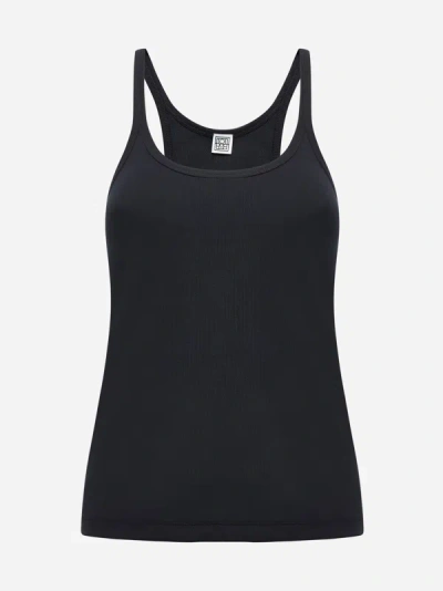 Totême Cotton Ribbed Knit Tank Top In Black