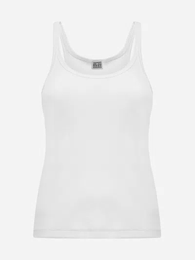 Totême Cotton Ribbed Knit Tank Top In White