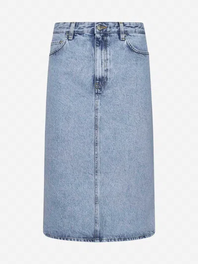 Totême Denim Midi Skirt In Cool Blue