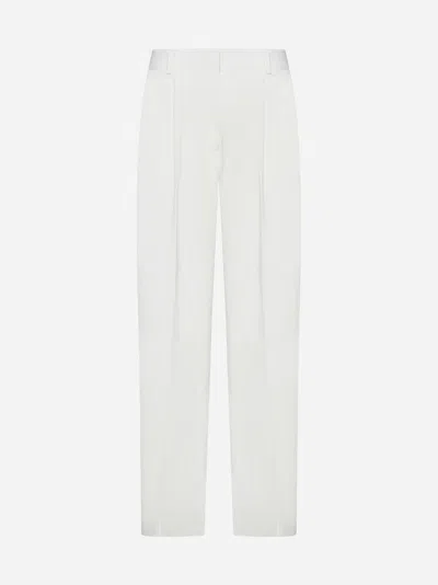 Totême Silk And Cotton Trousers In Meringue