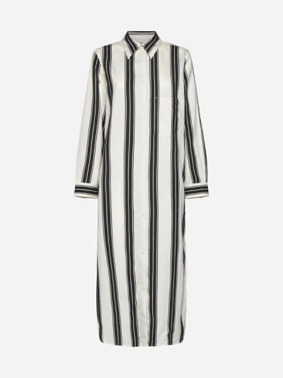 Totême Striped Cotton-blend Tunic Dress In Black,white