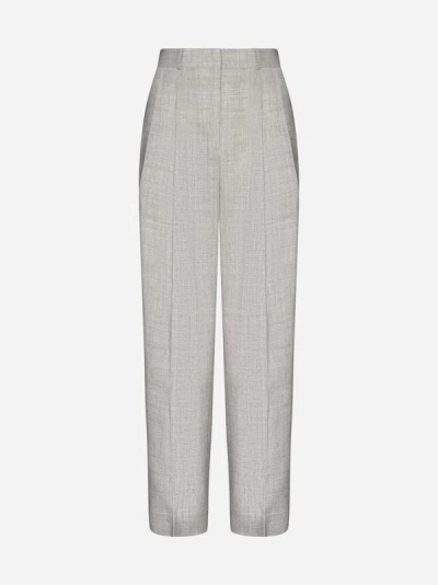 Totême Viscose And Linen-blend Tailored Trousers In Oat Melange