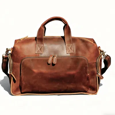 Touri Men's Genuine Leather Front Pocket Weekender - Dark Brown