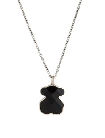 Pre-owned Tous Onyx Bear Pendant Necklace, 25.5" In Multicolor