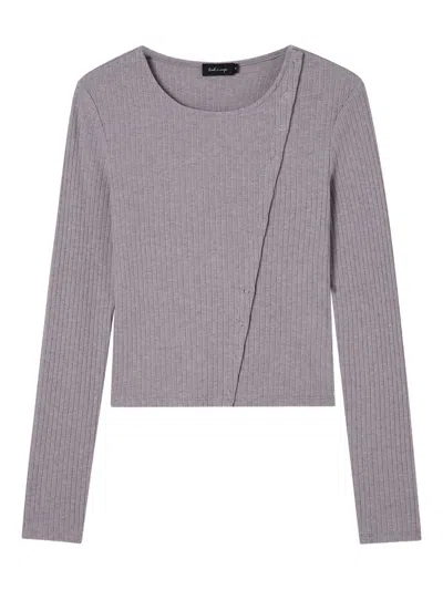Tout A Coup Button Ribbed Top In Purple