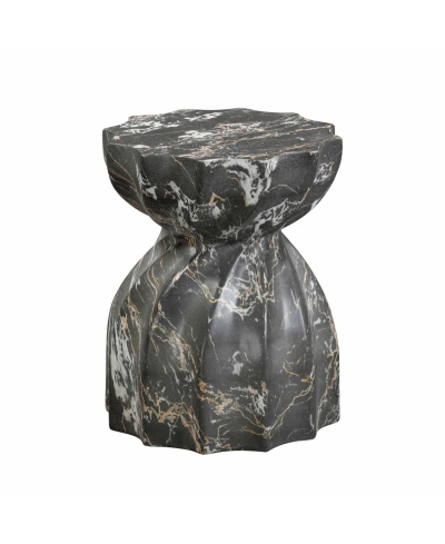 Tov Furniture 1 Pc. Marble Finish Indoor, Outdoor Concrete Stool In Black