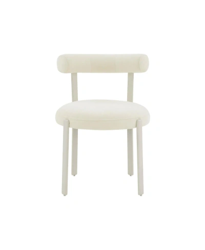 Tov Furniture 1 Pc. Textured Velvet Bolster Back Dining Chair In Cream
