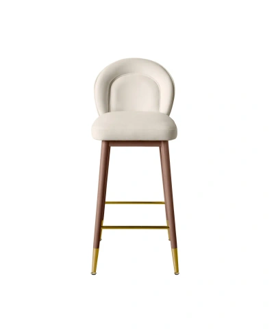 Tov Furniture 1 Pc. Velvet Barstool In Cream