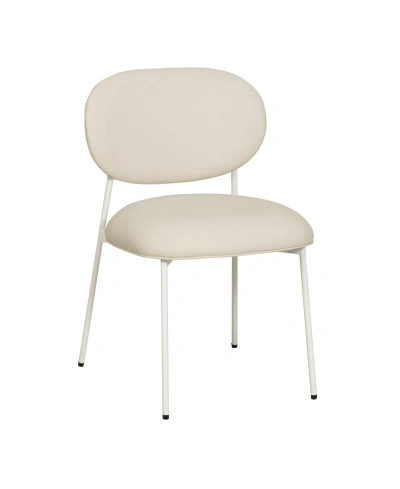 Tov Furniture 2 Pc. Cream Leather Stackable Dining Chair With Cream Legs In Black