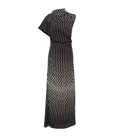 Tove June Printed Silk-blend Maxi Dress In Black