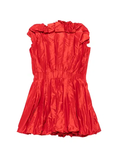 Tove Marina Pleated Strapless Top In Red
