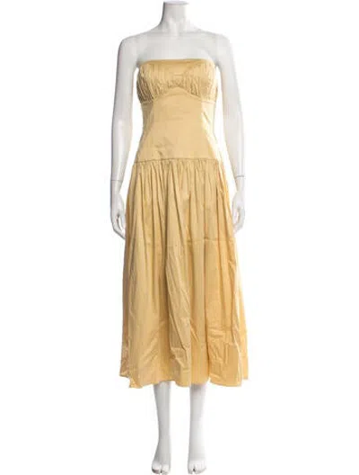Pre-owned Tove Strapless Midi Length Dress In Yellow