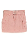 Tractr Kids' Belted Cotton Cargo Skirt In Rose Tan