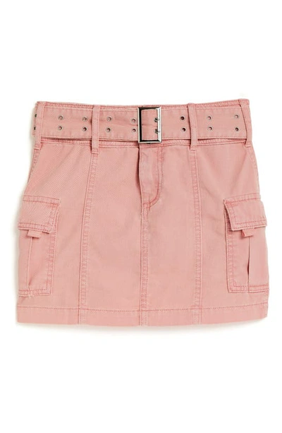 Tractr Kids' Belted Cotton Cargo Skirt In Rose Tan