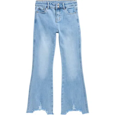 Tractr Kids' Boho Bitten Hem Flare Leg Jeans In Blue