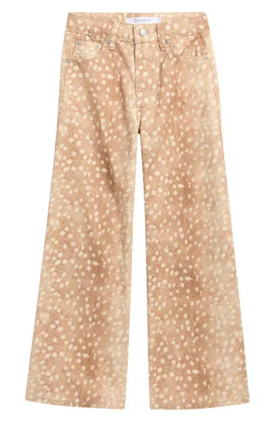 Tractr Kids' Fawn Print Wide Leg Jeans In Neutral