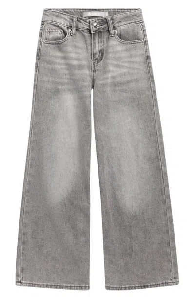 Tractr Kids' Leopard Star Pocket Wide Leg Jeans In Gray