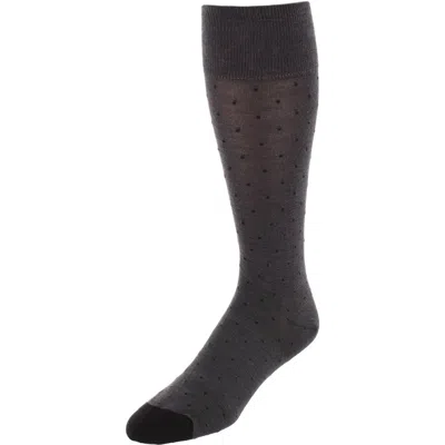 Trafalgar Croix Polka Dot Patterned Mid-calf Merino Wool Socks In Black