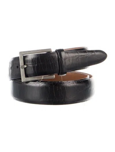 Pre-owned Trafalgar Embossed Leather Belt In Black
