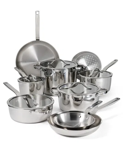 Tramontina Tempo Tri-ply Base Stainless Steel 14-pc. Cookware Set With Glass Lids In Silver