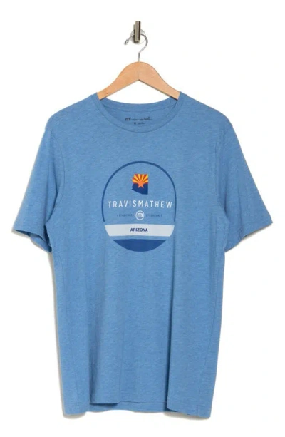 Travis Mathew Outlaw Mcgraw Graphic T-shirt In Heather Blue