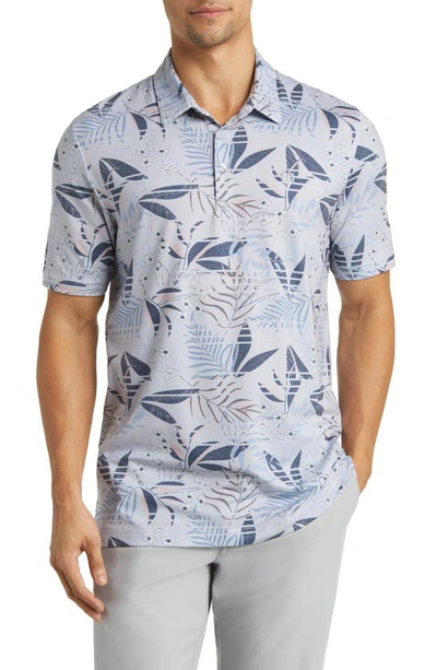 Travis Mathew Rip Current Floral Piqué Polo In Heather Light Grey