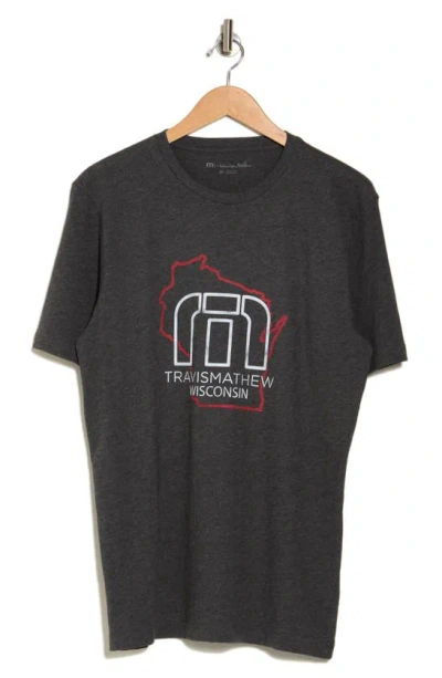 Travis Mathew Union Terrace Graphic T-shirt In Heather Grey Pinstripe