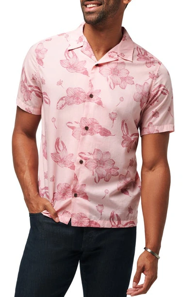 Travis Mathew Yacht Rockin Floral Camp Shirt In Blush