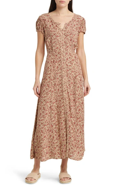 Treasure & Bond Floral Woven Maxi Dress In Ivory- Pink Lora Floral