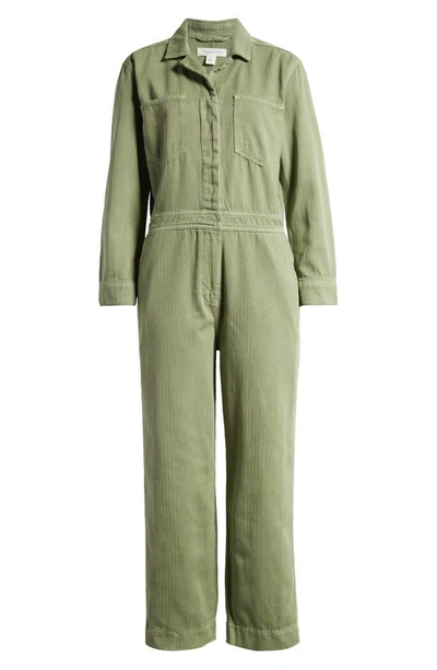 Treasure & Bond Herringbone Utility Jumpsuit In Olive Acorn