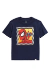 Treasure & Bond Kids' Graphic T-shirt In Navy Spiderman Check