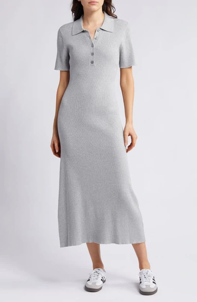 Treasure & Bond Polo Rib Cotton Blend Sweater Dress In Grey Heather